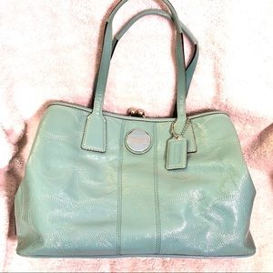 Coach Robin’s Egg Blue Large Leather Handbag—EUC